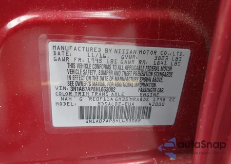 2017 Nissan Sentra Sv from USA, damaged, VIN 3N1AB7AP8HL653082